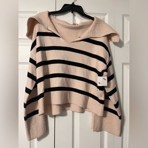 Sweater, size small, never worn, NWT, cream with black stripes
